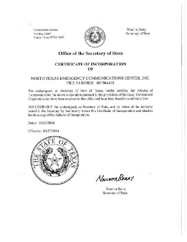 Certificate of incorporation